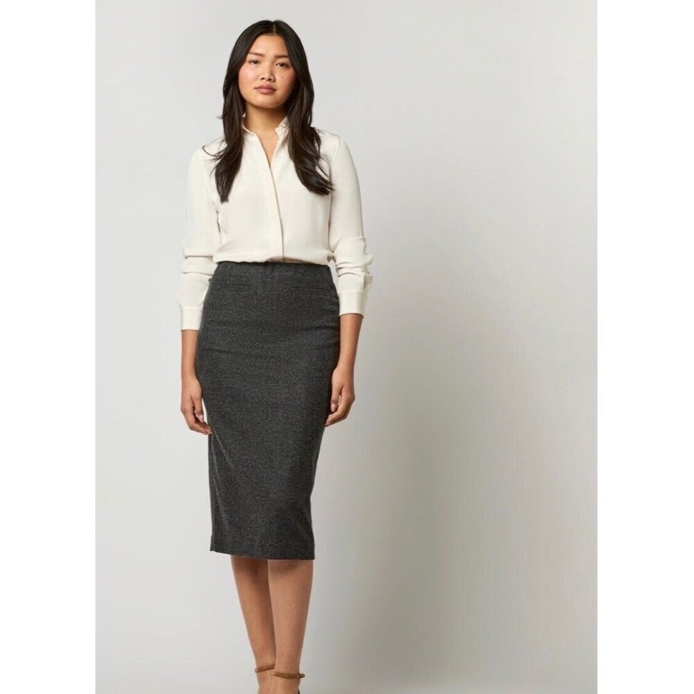 ANN MASHBURN Charcoal Gray Textured Pencil Skirt